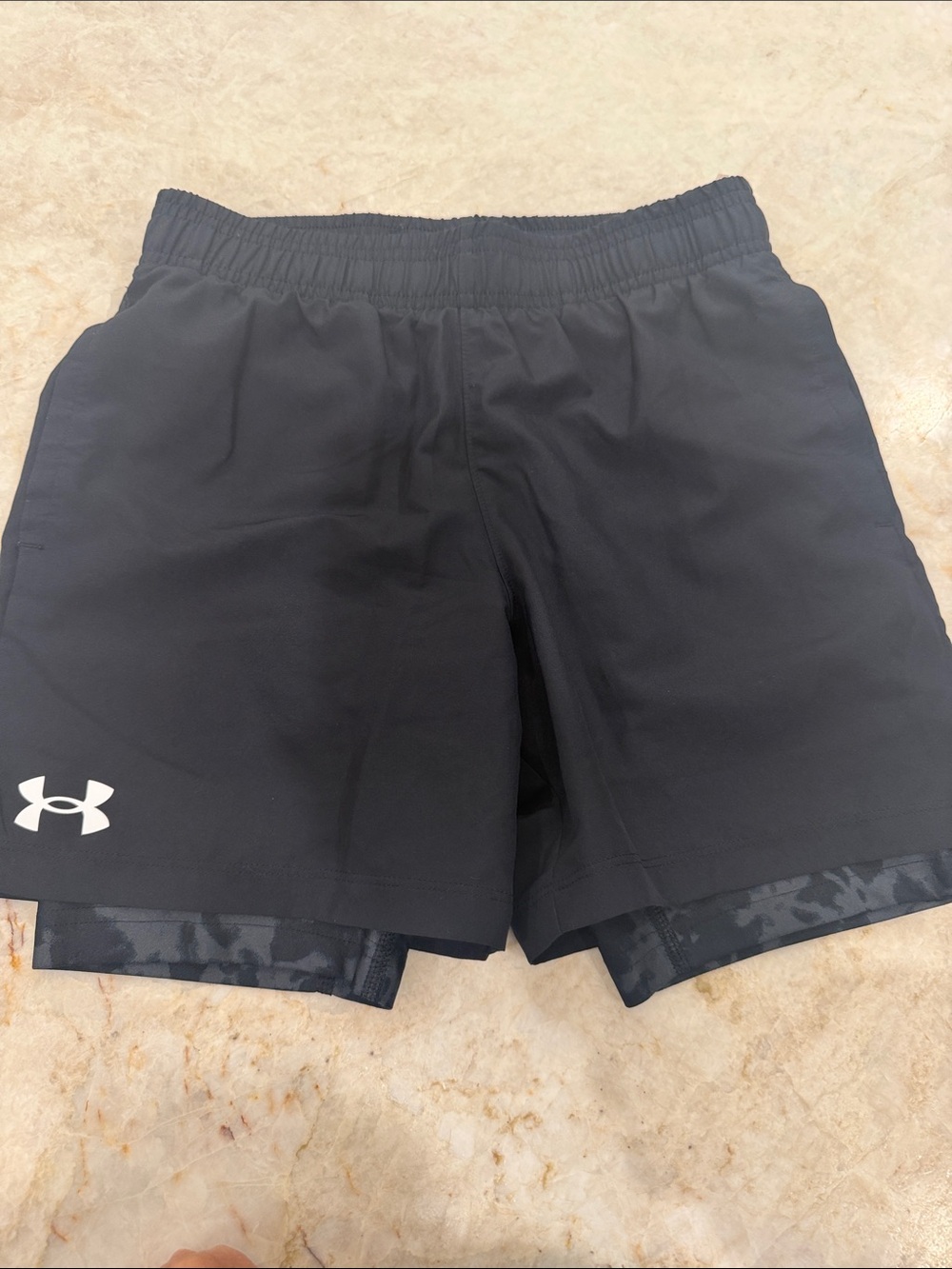Under Armour Black Athletic Shorts with Subtle Camo Accent